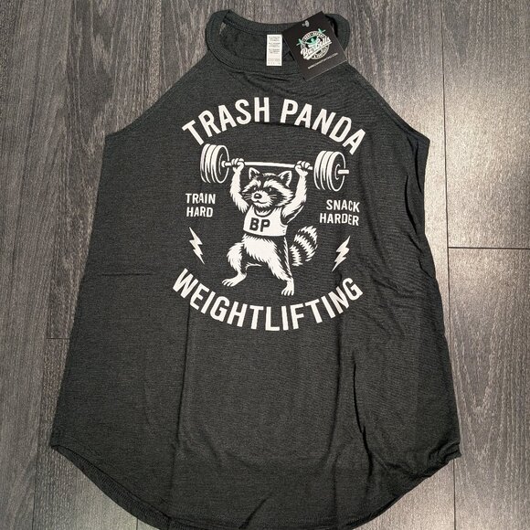 Barbells And Ponytails Flowy High Neck "Trash Panda" Tank Top Sz S - Picture 1 of 1